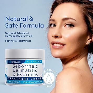 Roycederm Seborrheic Dermatitis Cream, Scalp Treatment for Psoriasis, Folliculitis, Dry Scalp, Dandruff, Anti-Itch Cream for Soothing Relief - 2 Pack