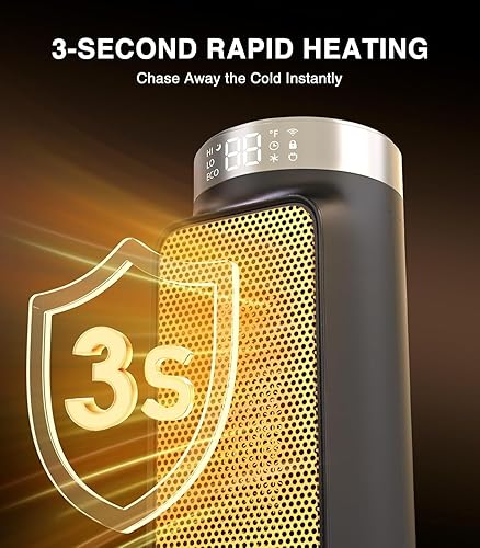 Miniatura 4 de Calentador eléctrico inteligente de 1500 W para espacios interiores, control WiFiaplicación, control remoto incluido, temporizador de 24 horas, 5