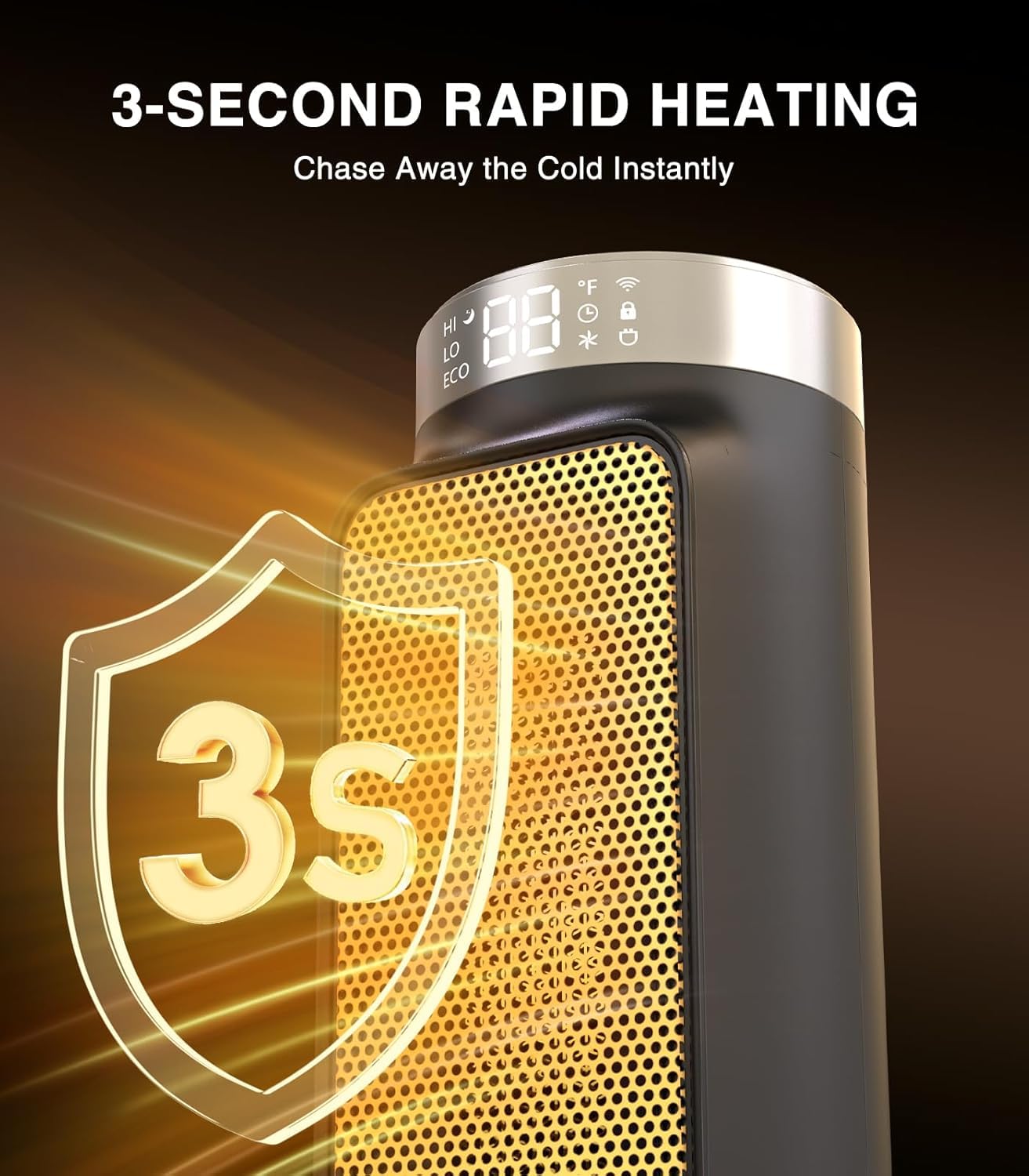 Riscaldatore di spazio elettrico intelligente da 1500 W per spazi interni, controllo WiFi/App, telecomando incluso, timer 24 ore, 5 modalità per casa, ufficio, camera da letto, bagno