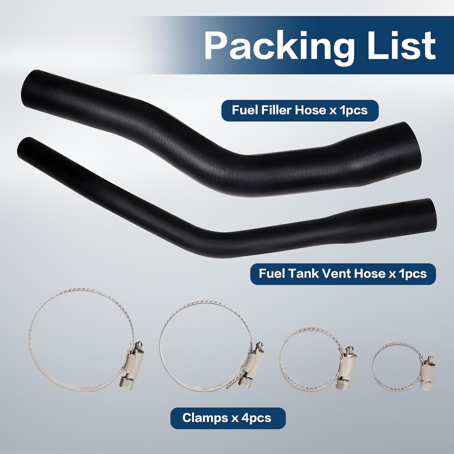 Fuel Filler Vent Hose Kit 52100131AD 52100132AB Replacement with Clamps for Jeep Cherokee XJ 1997-2001 (Black)