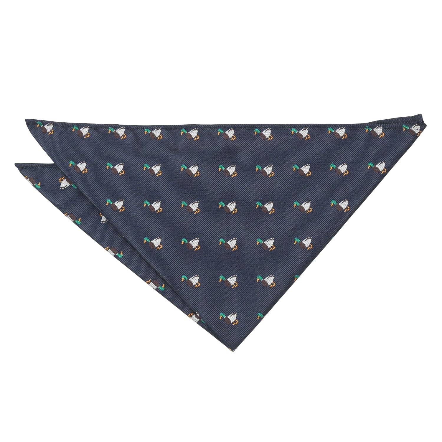 DQT Men's Embroidered Animals Novelty Handkerchief Pocket Square - Navy Blue Mallard Wild Duck