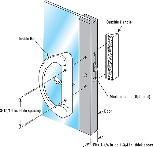 Miniatura 6 de Prime-Line C 1225 mango con pestillo para puerta corrediza 3-1516 mango con pestillo color blanco 1 unidad