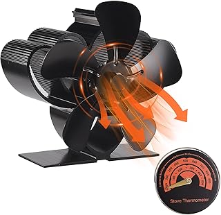Pumpumly 5 Blade Wood Burner Stove Fan, Heat Powered Fan Log Burner Fan, Silent Operation, Eco Friendly Circulation, Efficient Heat Distribution, Ideal Log Burner Fan and Fireplace Fan