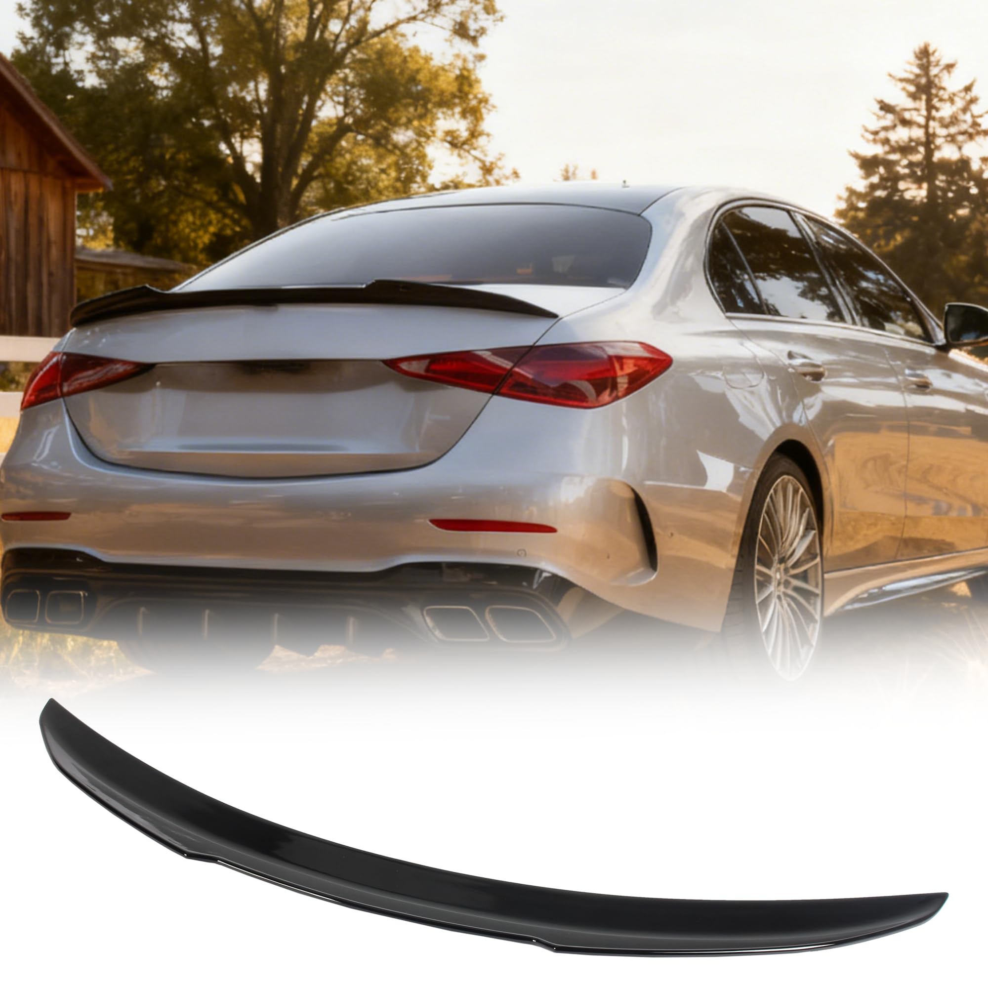 MUTUSAISI Aileron becquet arrière pour Mercedes Benz Classe C W206 2022-2025 C200/ C220/ C300/ C400/ AMG C43/ C63,Noir Brillant de Coffre Spoiler de Course Accessoires