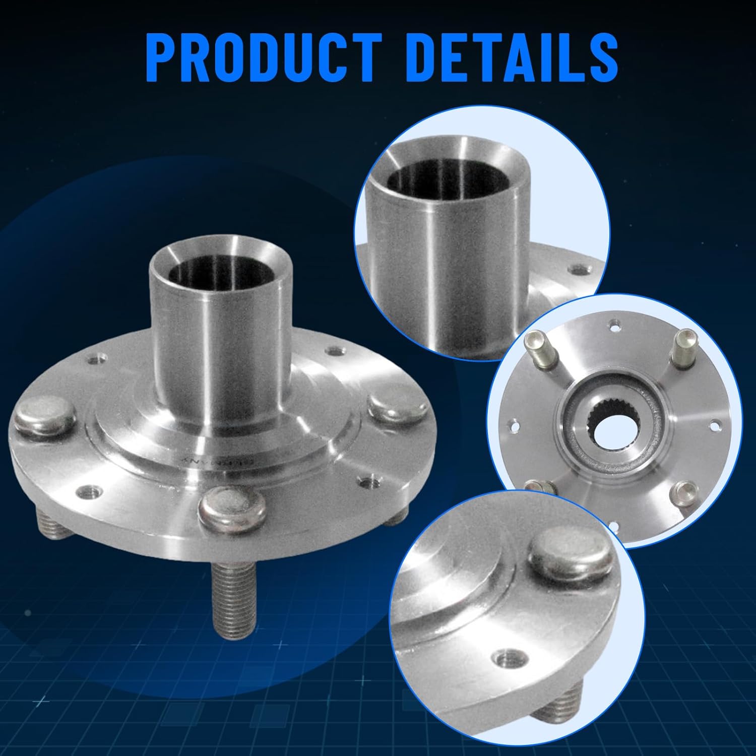 44600S04980 2 Pack Front Left/Right Wheel Hub for Honda Civic 1992-2000 / Civic del Sol 1993-1997 Pair 4 Lugs