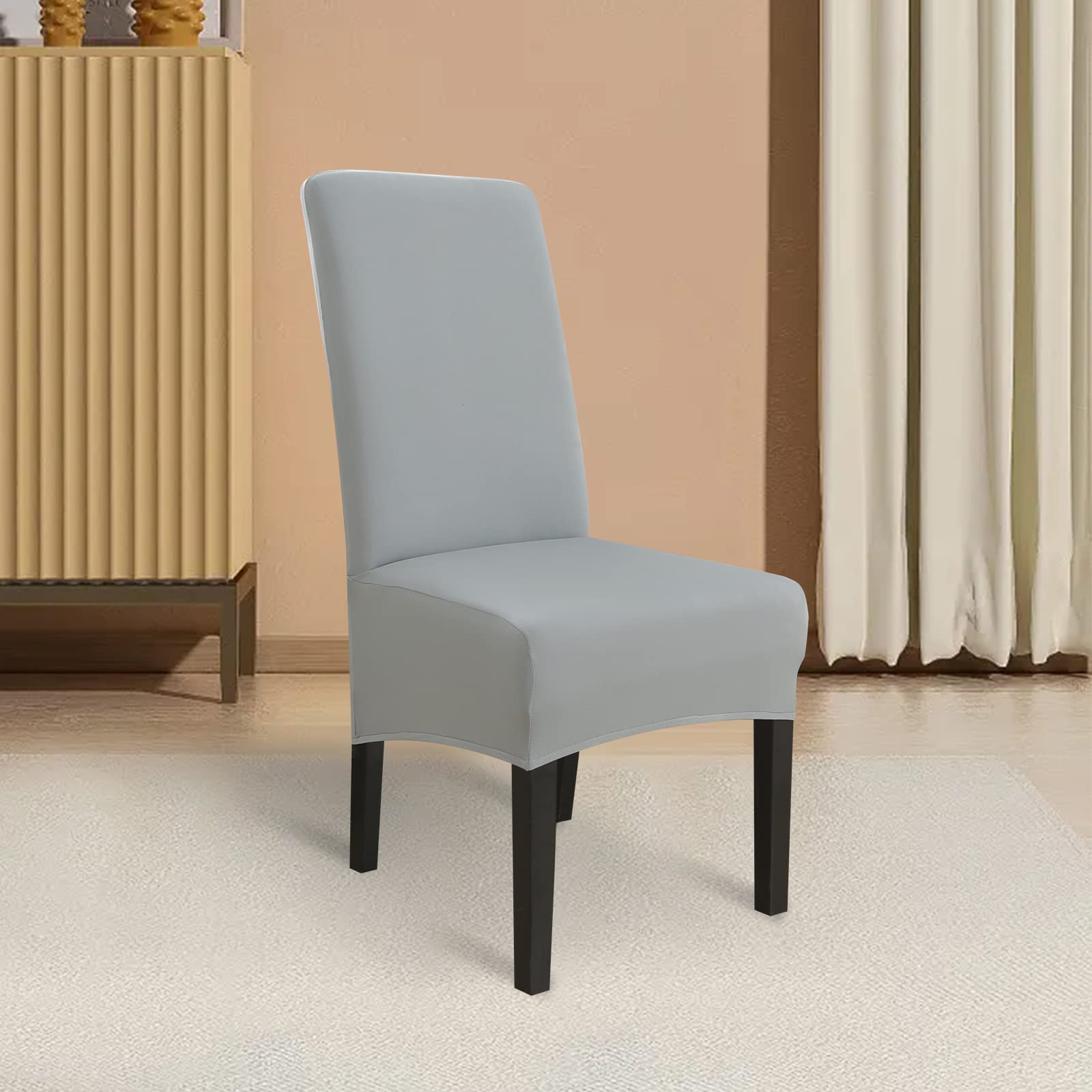 Lydevo Fundas para Sillas Comedor XL Pack de 6 Grande Fundas Elásticas para Silla de Comedor Ajustable Lavables Universal Spandex Cubierta de Sillas para Cocina Hotel Restaurante,Hollín