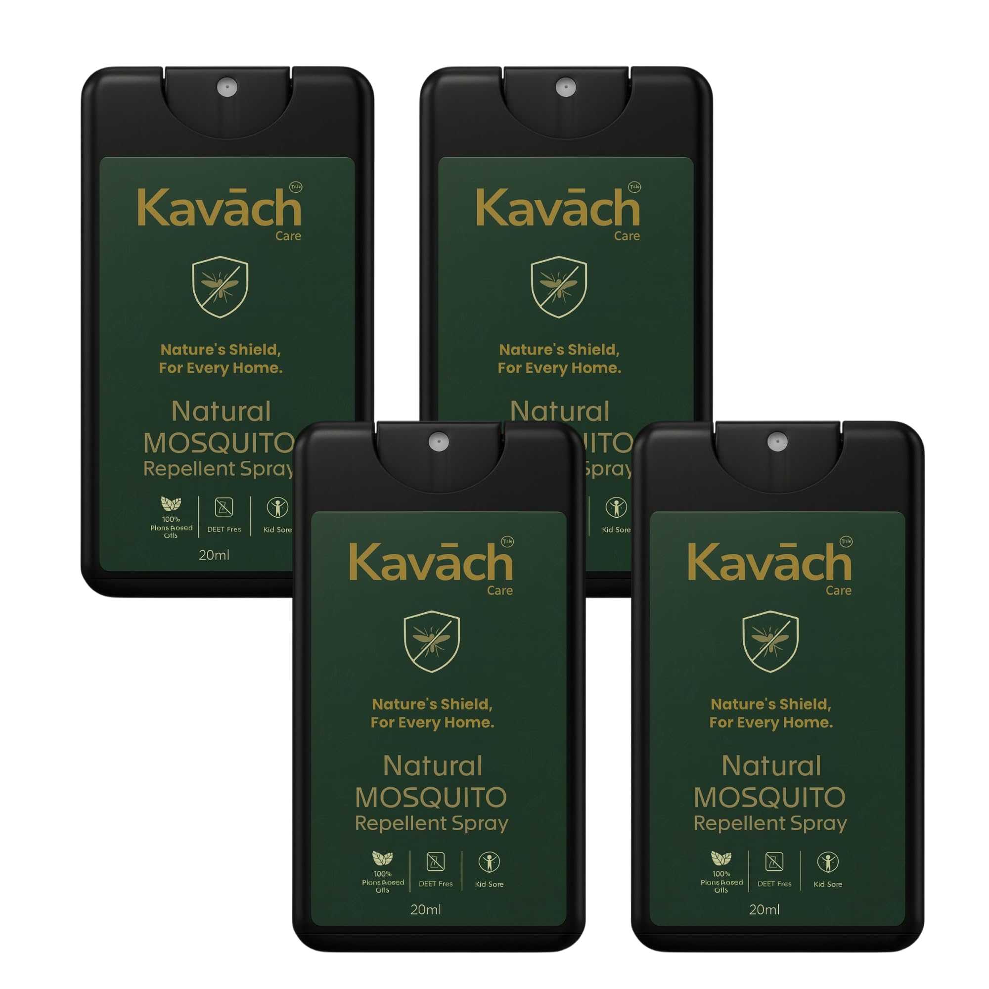 Kavach Care™ Pocket Shield Mosquito Repellent Spray 20ml | 100% Plant-Based, DEET-Free | Essential Oils Formula | Kid-Safe, Travel-Friendly | Protects Against Dengue, Malaria & Chikungunya | Non-Sticky Quick-Dry Mist (Pack of 4)-image-22