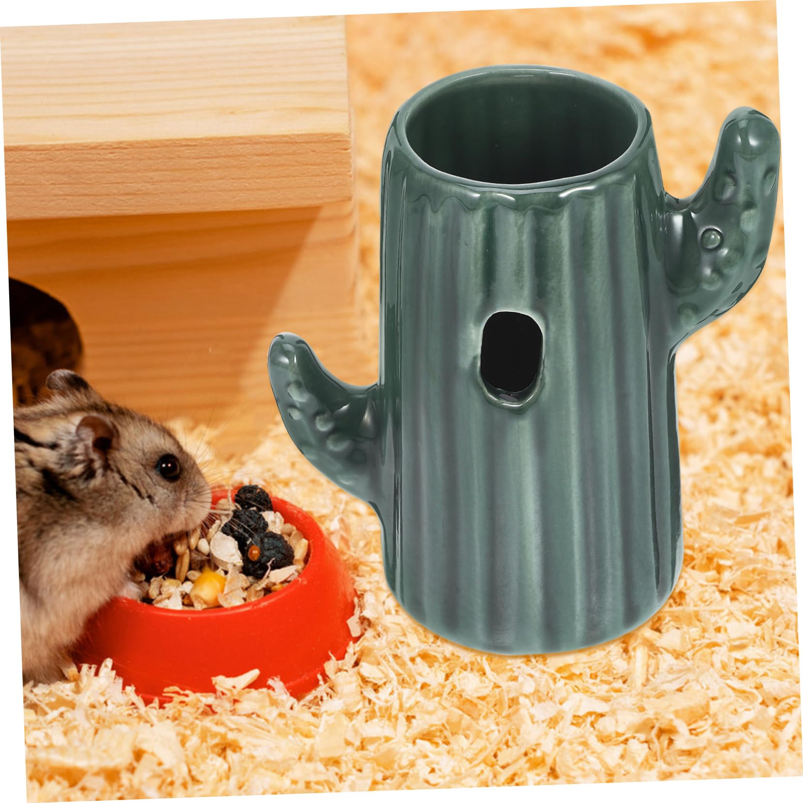 BESPORTBLE 3piezas Soporte para Bebedero De Hamster De Cerámica Forma De Cactus Dispensador De Agua para Mascotas Pequeñas Decoración De Jaula y Accesorio Práctico