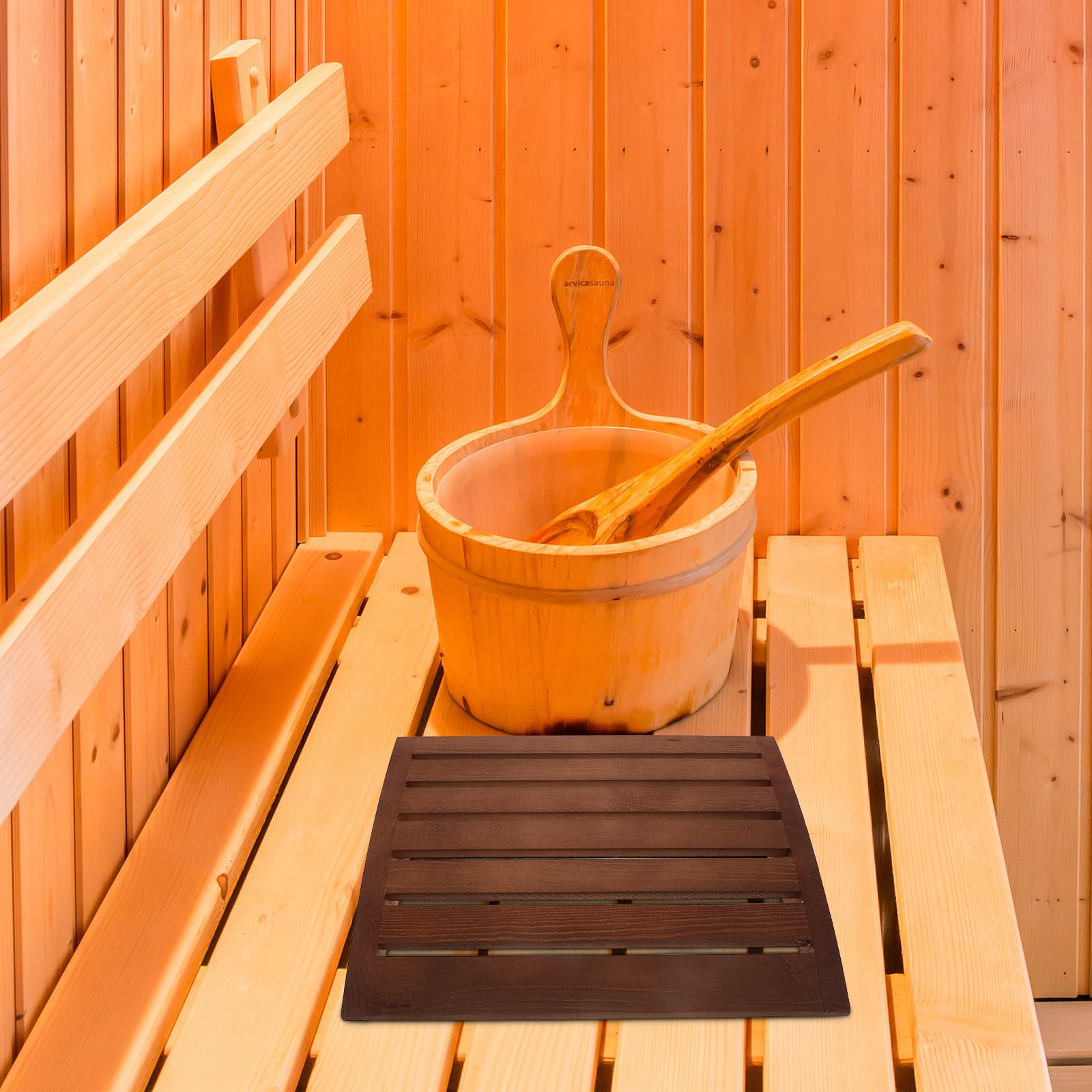 Lurrose Oreiller Cervical pour Sauna en Bois Poli Fait Main, Appui-tête Ergonomique 38 X 30 X 7 Cm, Accessoire Respirant et Hypoallergénique pour Spa, Hammam, Détente et Repos Prolongé