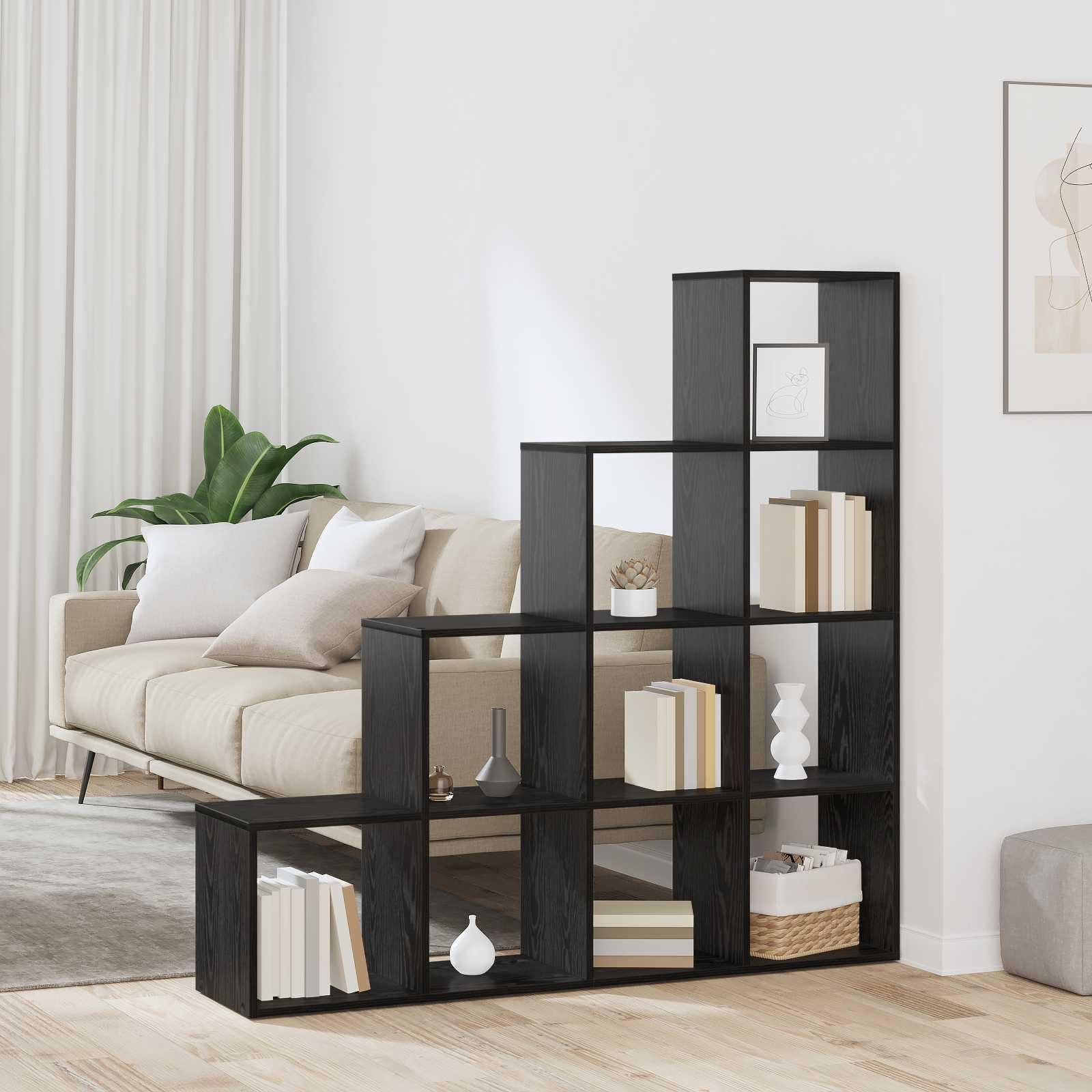 Generisch Raumteiler Bücherregal Schwarz Eichen-Optik Holzwerkstoff,Möbel,Regalsysteme,Bücherregale Bücherschränke-879663