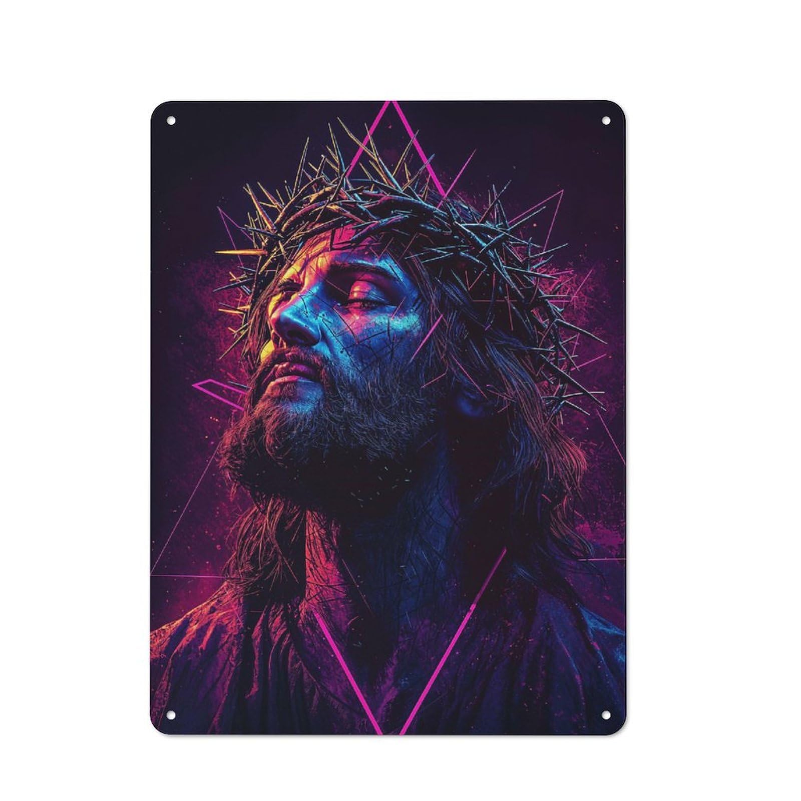 Junmoney Jesus Christ Neon Art Rustic Tin Sign 40X30cm Featuring For Bar Or Restaurant, A Housewarming Gift For Bar Decor Enthusiasts