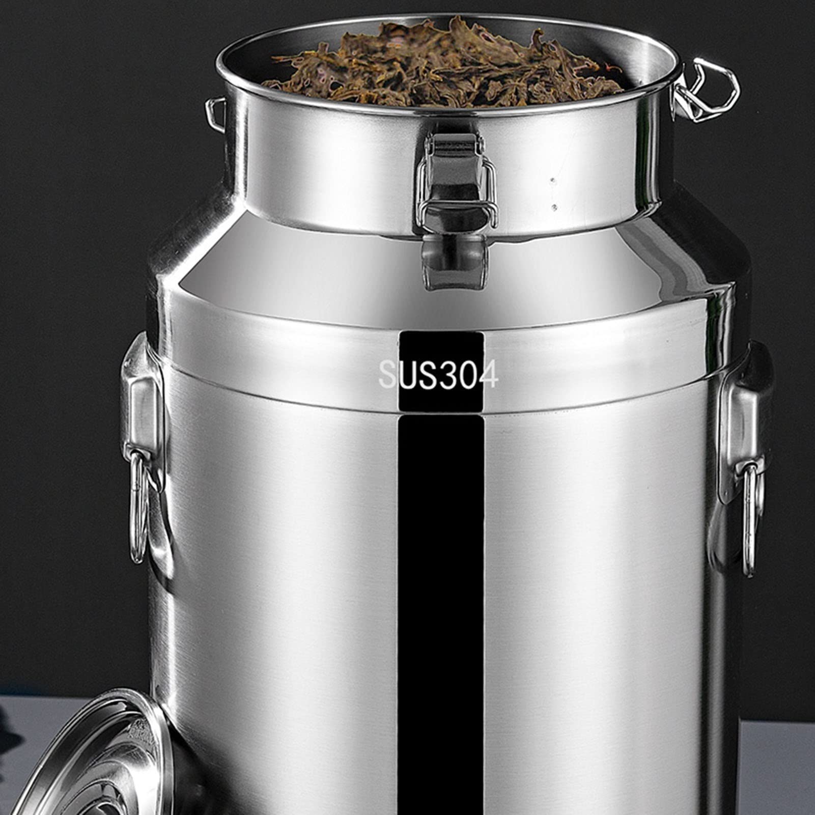 Contenitori per Alimenti da Cucina, lattiera in Acciaio Inox con Coperchio sigillato, Contenitore per la conservazione in Cucina di Farina e Zucchero, Secchio per Vino ()