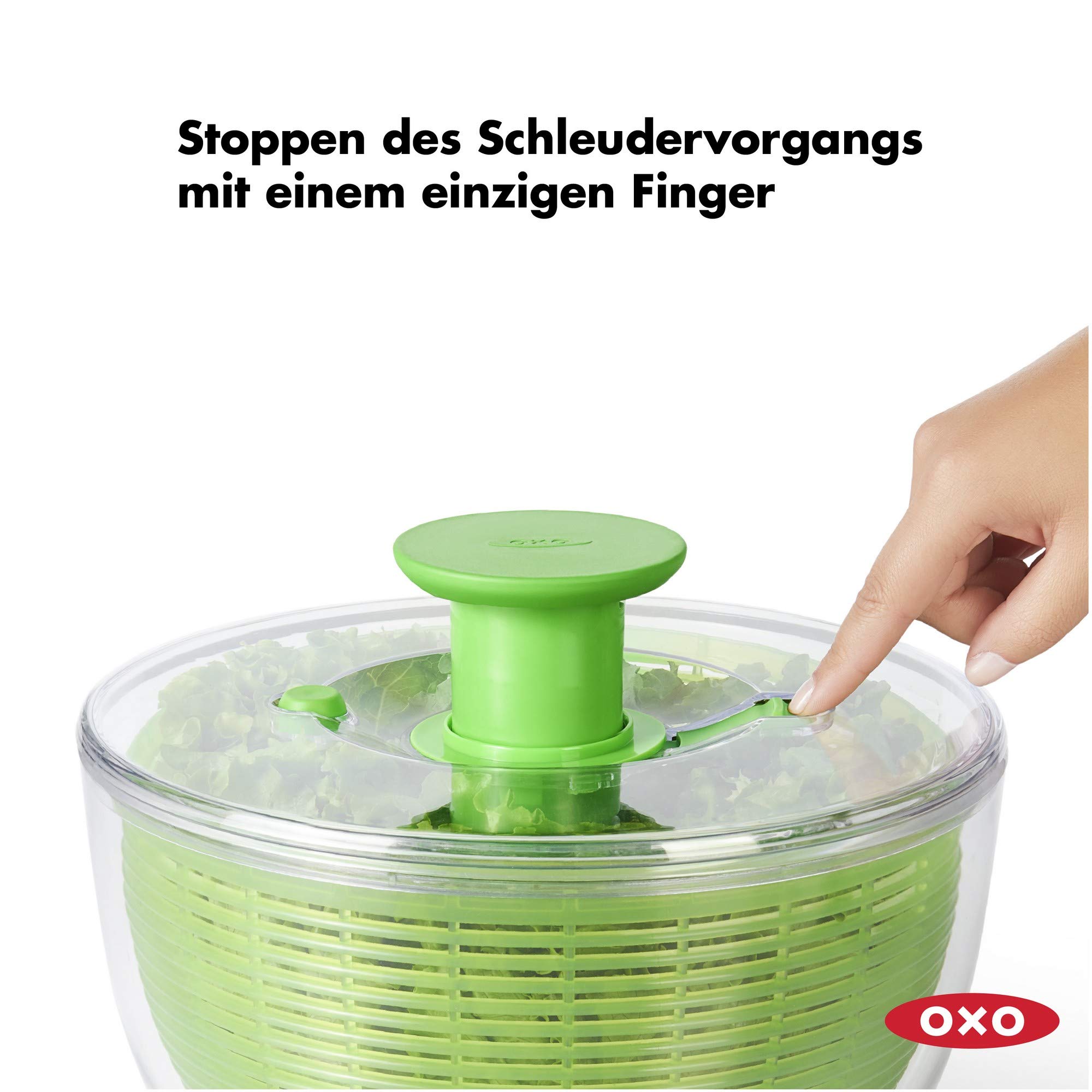 OXO Good Grips Salatschleuder mit Sieb und Deckel, grün – zum Trocknen von Salat