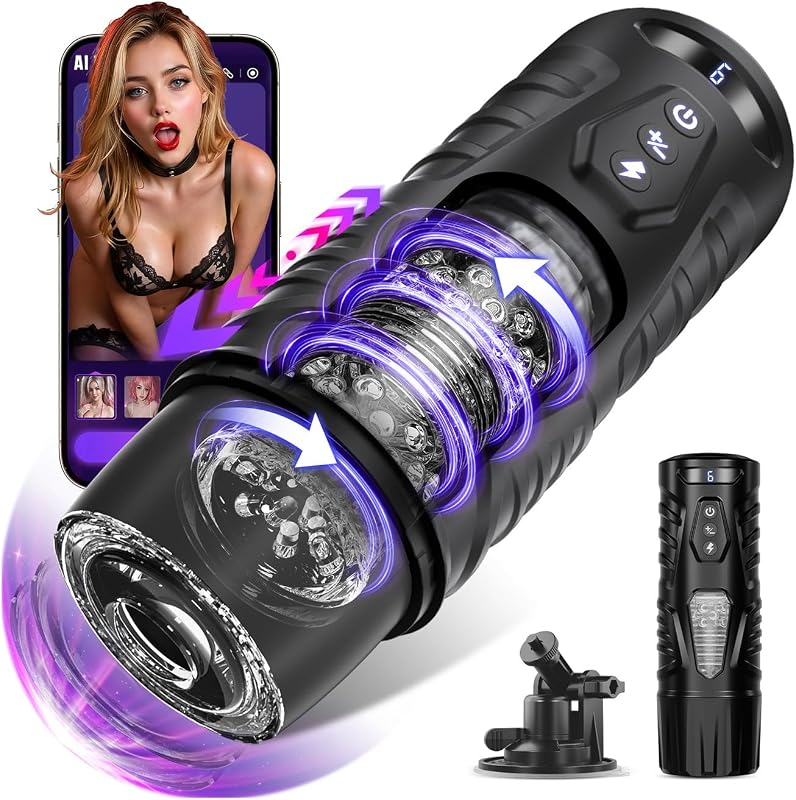 EINSEO Automatic Male Masturbator Sex Toys for Men AI Sync Pocket Pussy | 7 Thrusting & 7 Rotating Modes Adult Toy, Hands Free Male Sex Toys LCD Display with Visual Window & Mounting Base Sex Machine