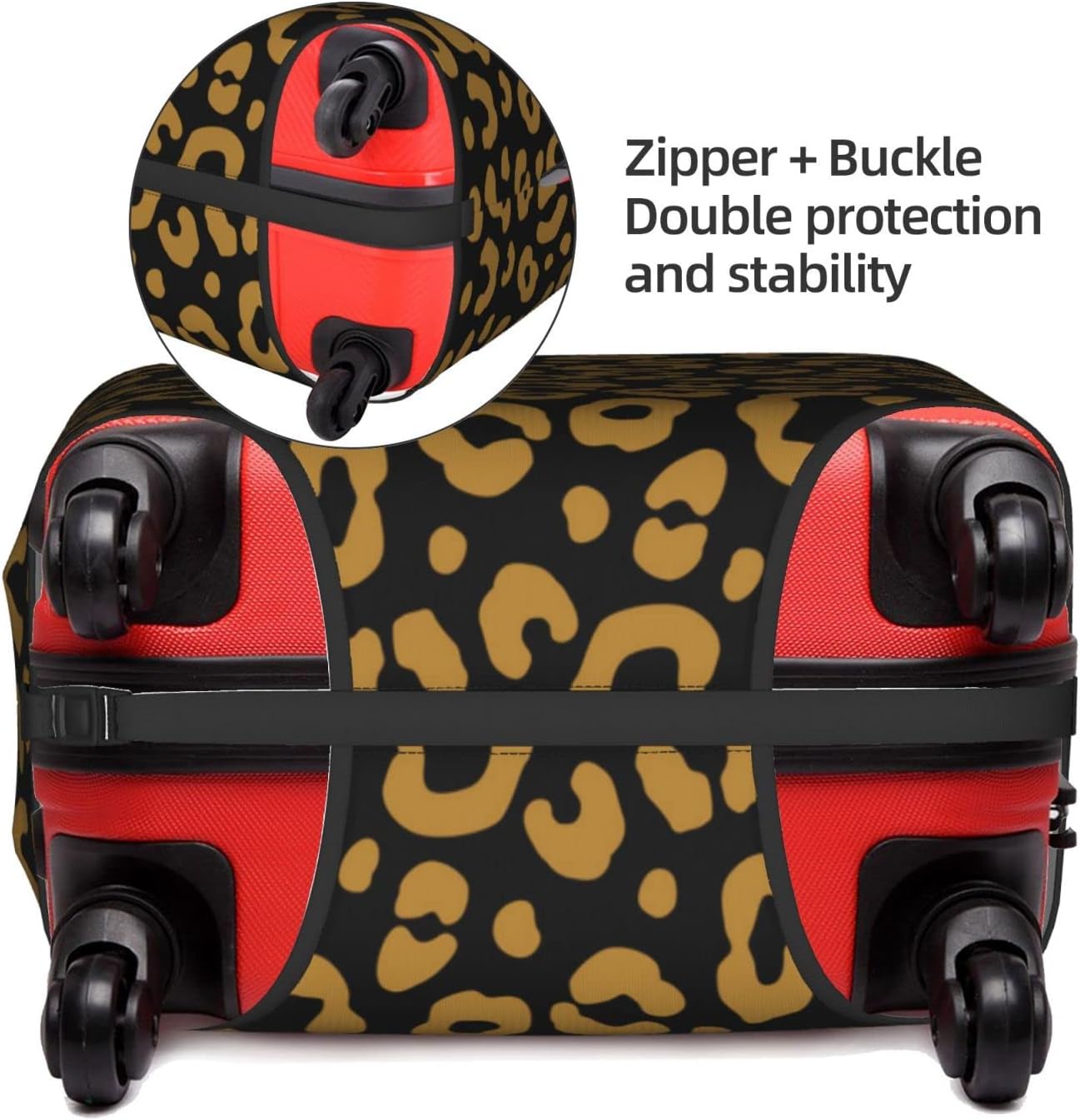review Leopard Print Luggage Cover Elastic Washable Stretch Suitcase Protector Anti-Scratch Travel Suitcase Cover for Kid and Adult L (25-28 inch suitcase)