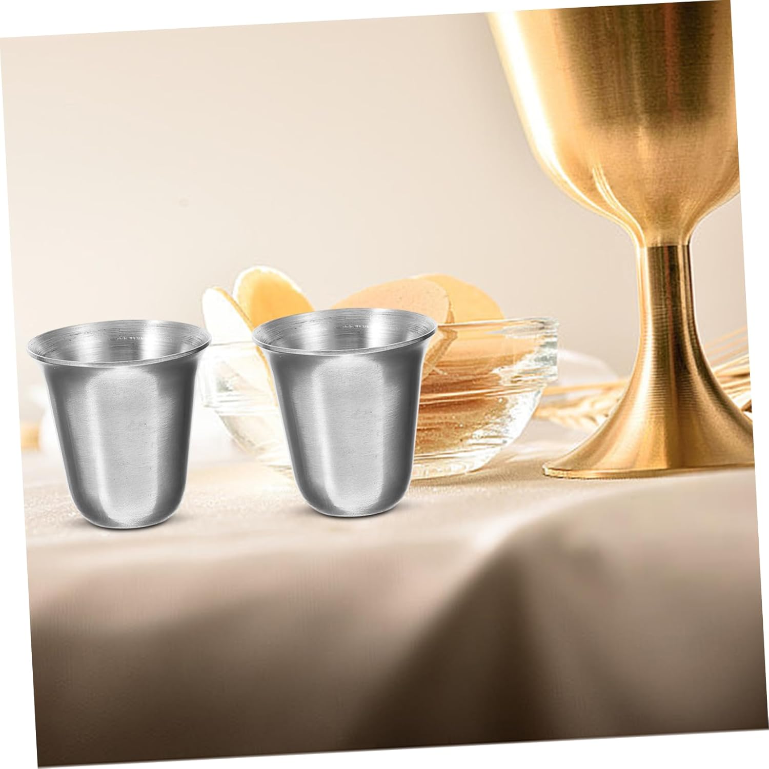 50pcs Stainless Steel Communion Cups for Church Lightweight Portable Religious Cups Mugs for Communion Bread and Juice
