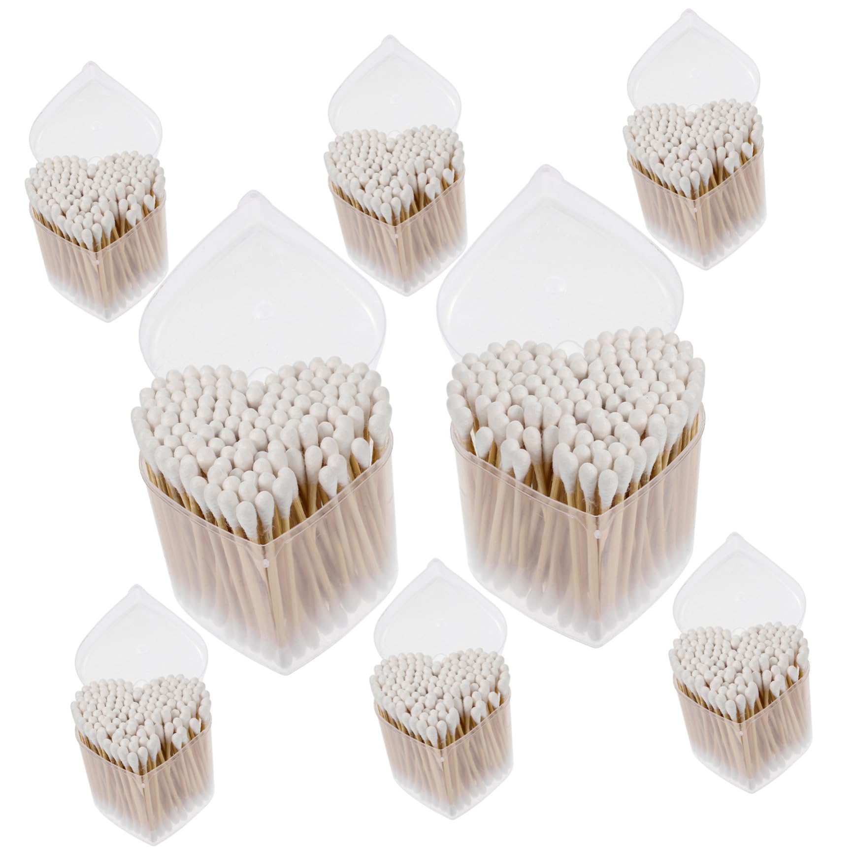 SOESFOUFU 8 Packs of Long Cotton Buds 1200 Pcs Disposable Cotton Swabs for Makeup Cleaning