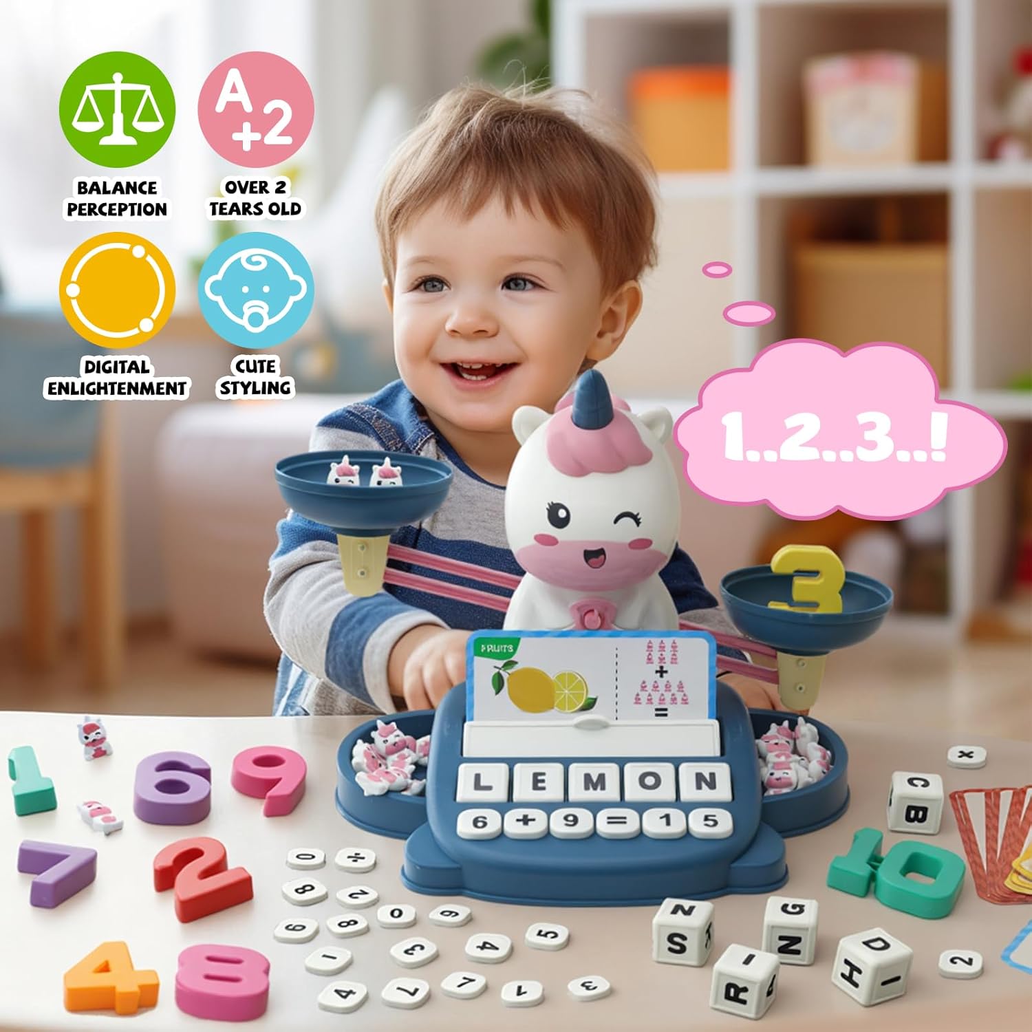 Snugzy Unicorns Balance Counting Toys Math Game Montessori Toys Learning Games for Kids Educational Toy Gifts for Boys Girls Age 5-7