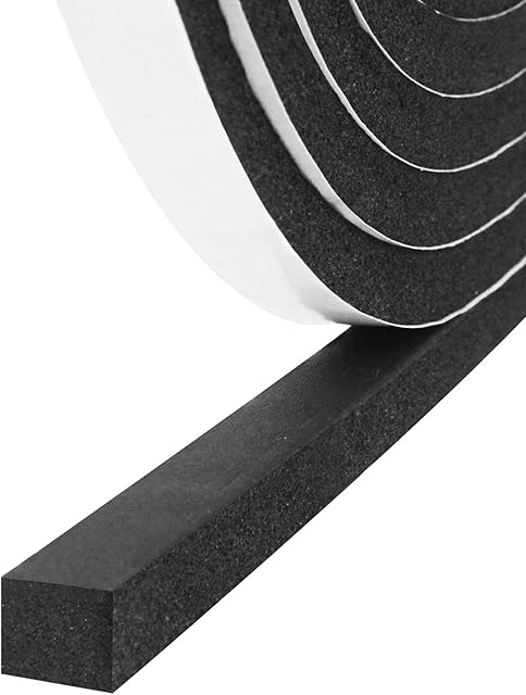 Foam Insulation Tape, self Adhesive Foam Strip 12mm(W) x 10mm(T) x 5M(L) Weather Stripping for Doors and Windows, Window Draught excluder, Door Soundproofing, Shockproof, Furniture Protective