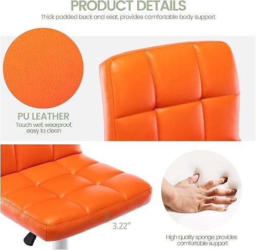 Miniatura 4 de Vogue Furniture Direct Taburetes de bar cuadrados de piel sintética, modernos taburetes de bar giratorios ajustables con respaldo, sillas de altura