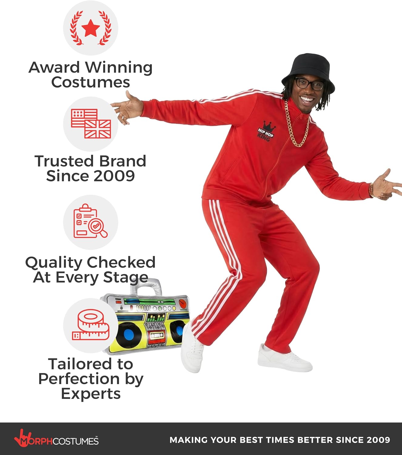 Morph 80s Costumes For Men, Rapper Costume Adults, 90s Costumes For Men, Mens Rapper Halloween Costume
