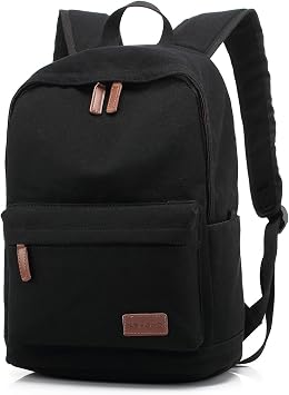Casual Style Lightweight canvas Laptop Bag/Durable Travel backpacks/Rucksack for Men&Women/Fashion Backpack Fits 15 inch Notebook (Black)