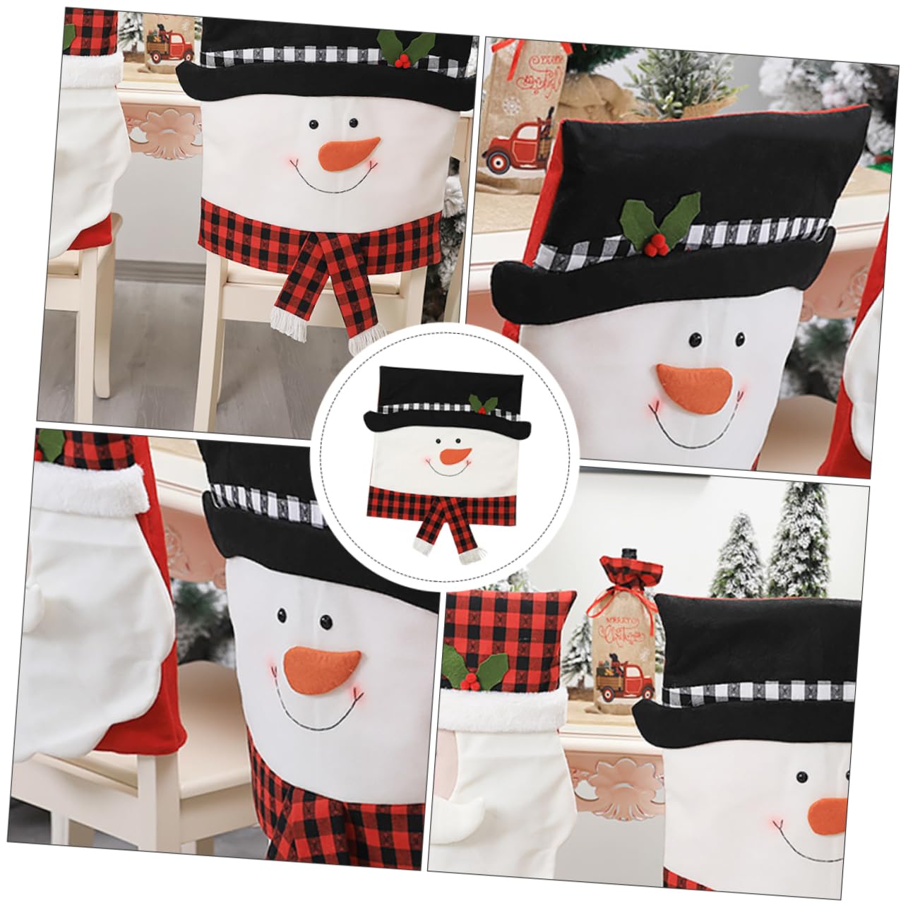 PRETYZOOM 3 Fundas Navideñas para Sillas Decoración Navideña para Respaldos De Sillas Adornos De Natividad Fundas para Sillas De Muñeco De Nieve Fundas para Sillas Navideñas Accesorios