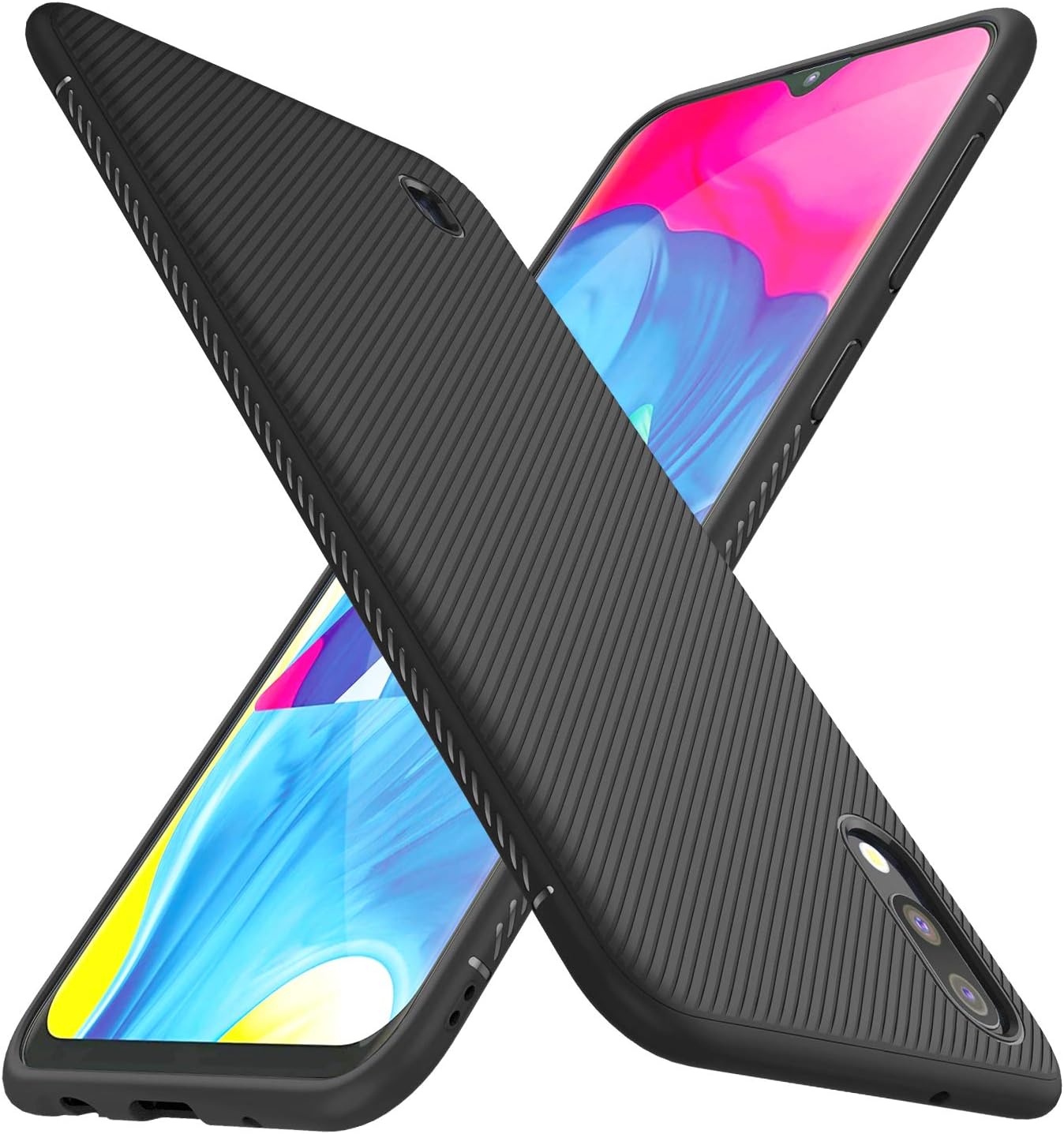 iBetter for Samsung Galaxy A10 Case, Premium Soft Rubber Cover Shock Proof with Anti-Slip Ultra-Thin for Samsung Galaxy M10 Smartphone. Black