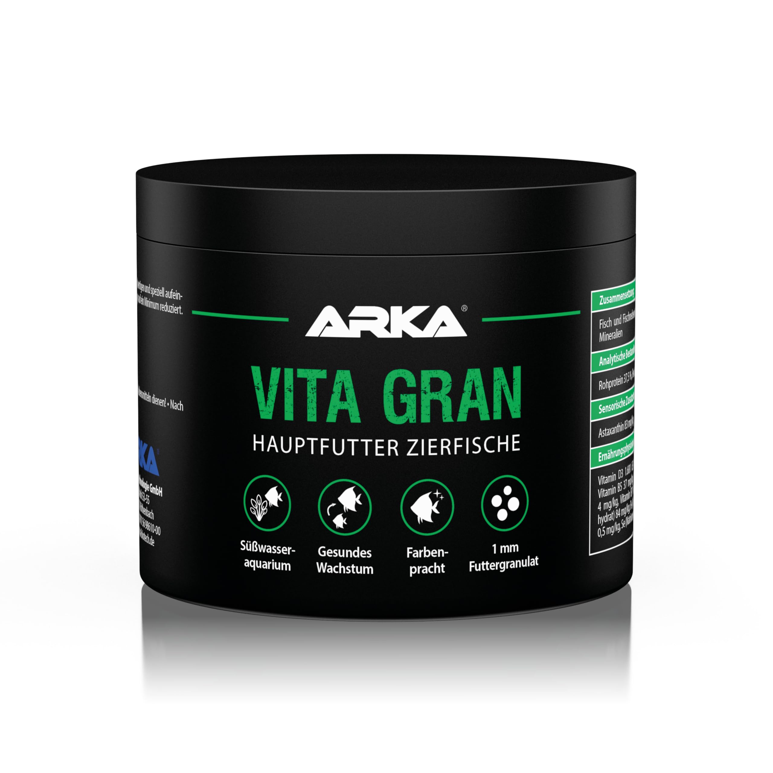 Fischfutter Granulat 500 ml / 300 g – kaltgepresstes Soft-Granulat für Süßwasserfische – für Vitalität, gesundes Wachstum & lebendige Farben – ARKA Vita Gran