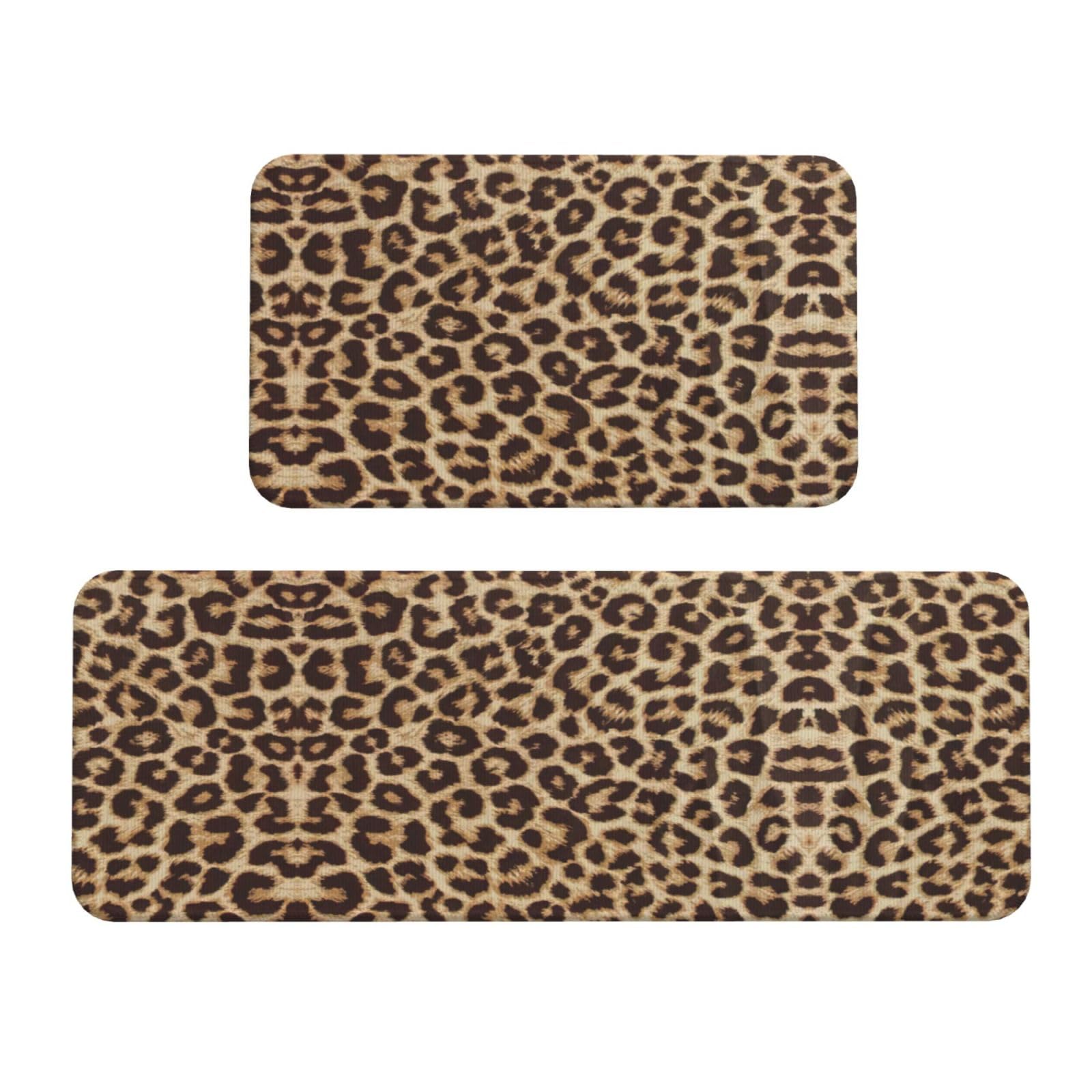 Tapetes de cocina antideslizantes EdWal con estampado de leopardo impermeables para chef, 2 uds