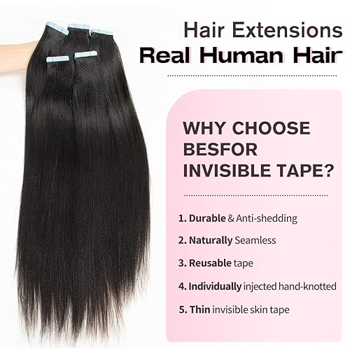 Miniatura 4 de Isheeny Extensiones de cabello humano con cinta, extensiones de cabello humano Remy 100% real, sin costuras, extensiones de cabello humano real,