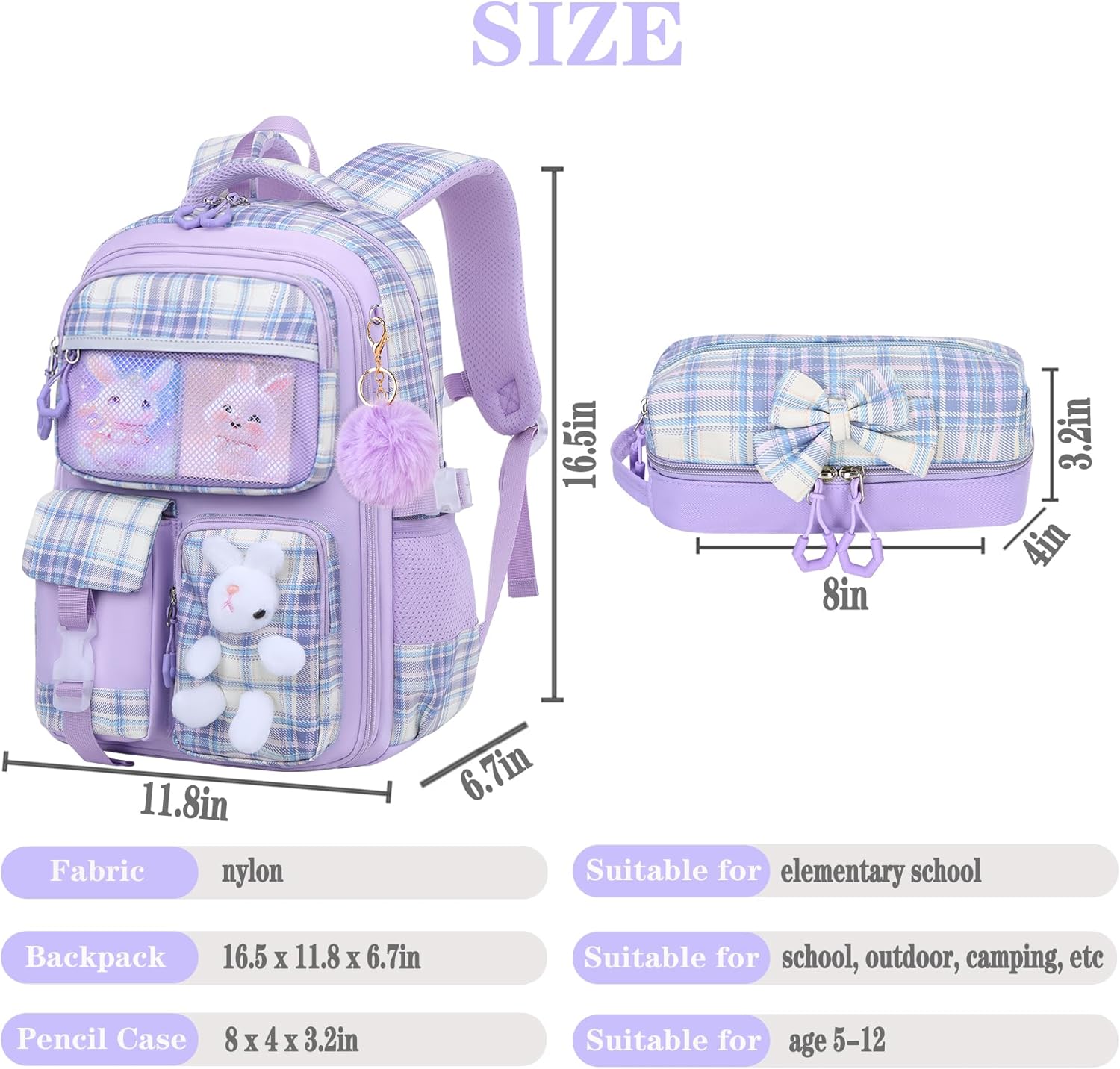 Girls Backpack Set,Cute Kids School Backpack For Girls,Childrens Schoolbag For Elementary Primary