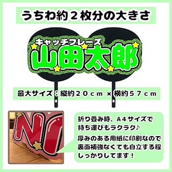 Amazon.co.jp: 連結文字セミオーダー緑Mサイズ連結団扇 文字