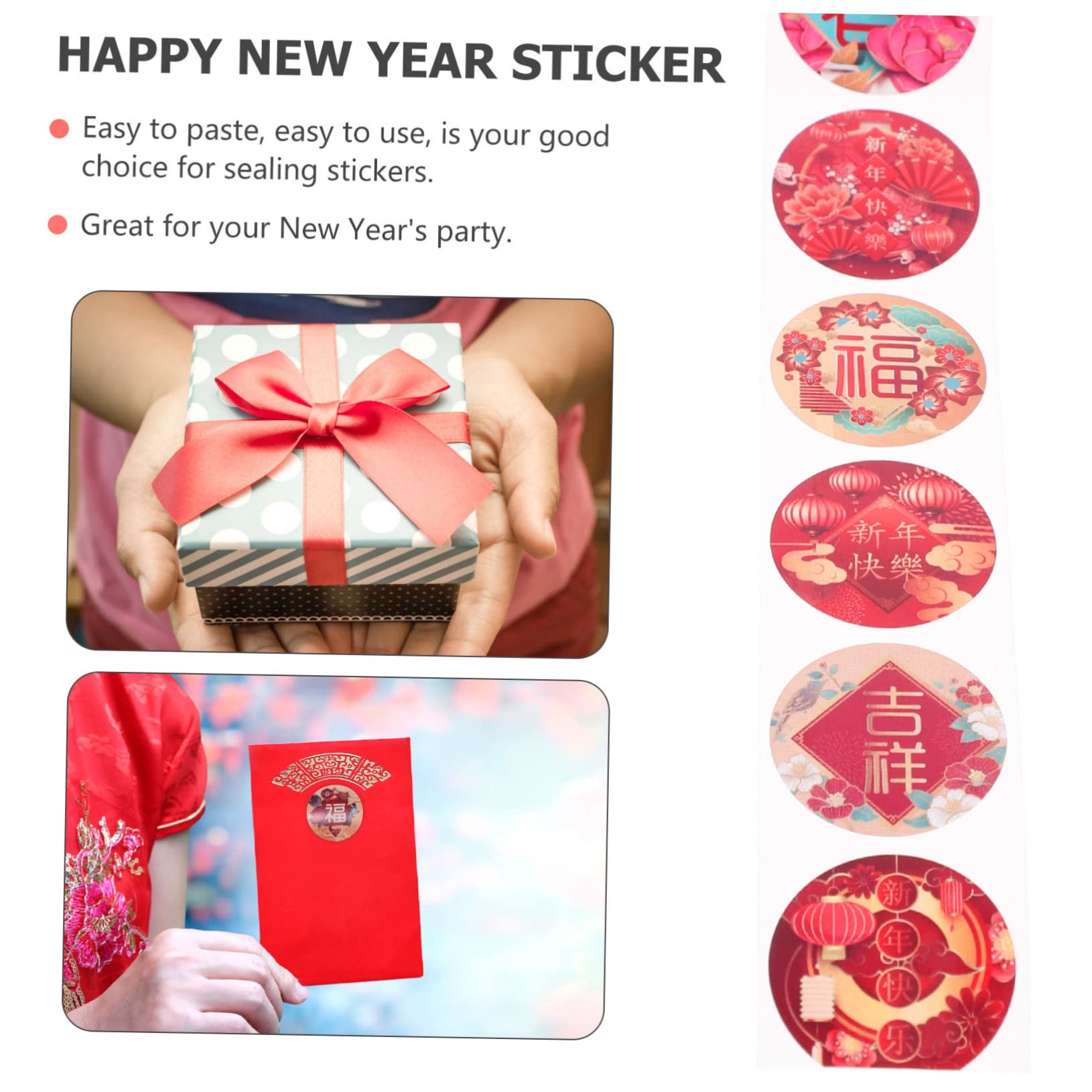 NUOBESTY 4 Set Fu Parole Adesivi Tag Natalizi Adesivi Per Pacchetti Sticker Etichette Di Carta Autoadesive Sigillo Della Confezione Al Dettaglio in ​​lamiera Di Rame 4 * 4