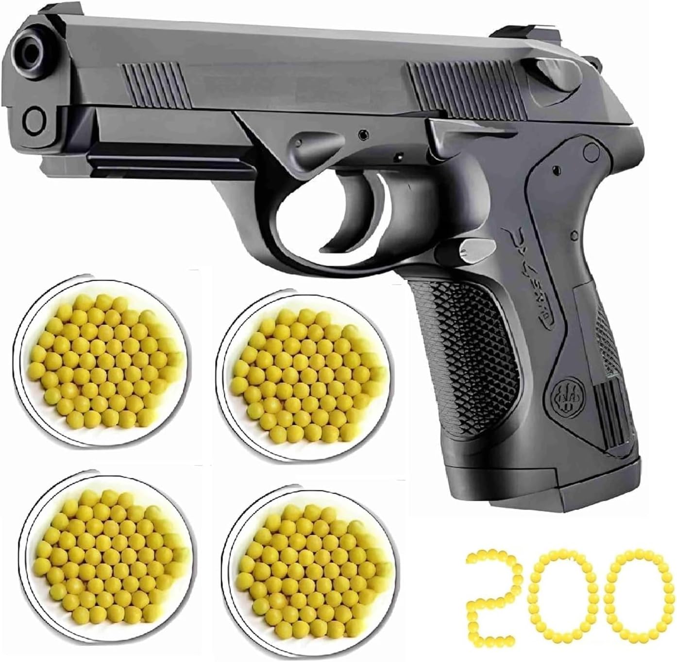 Hand Gun Pack of 1 Pubg Pistol for Kids with 8 Round Reload and 6Mm Plastic Bb Bullets (24Pc) Pubg Gun Toy Airsoft Gun Toy for RZA Boys,Black (Gun, 1)