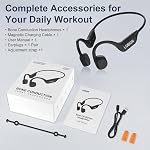 LOBKIN Casques de conduction osseux, Bluetooth sans fil à oreille ouverte 6.0 Casques de course avec charge magnétique, IPX6 imperméable 10H Temps de jeu, Ecouteurs de sport ultra-légers pour gym, entraînement