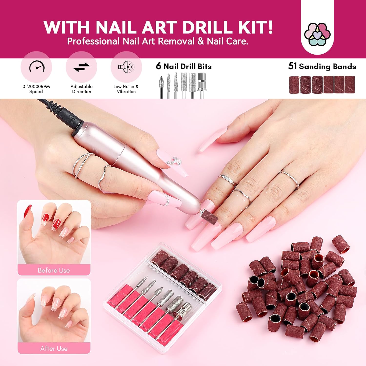 SAVILAND Builder Nail Gel Kit with Nail Drill: Castor Oil Vitamin E Builder Nail Gel in a Bottle 6 Colors 10 ml Hard Gel for Nails Strengthener Extension Gel Mini UV Lamp Nail Glue Gel Home Nail Salon