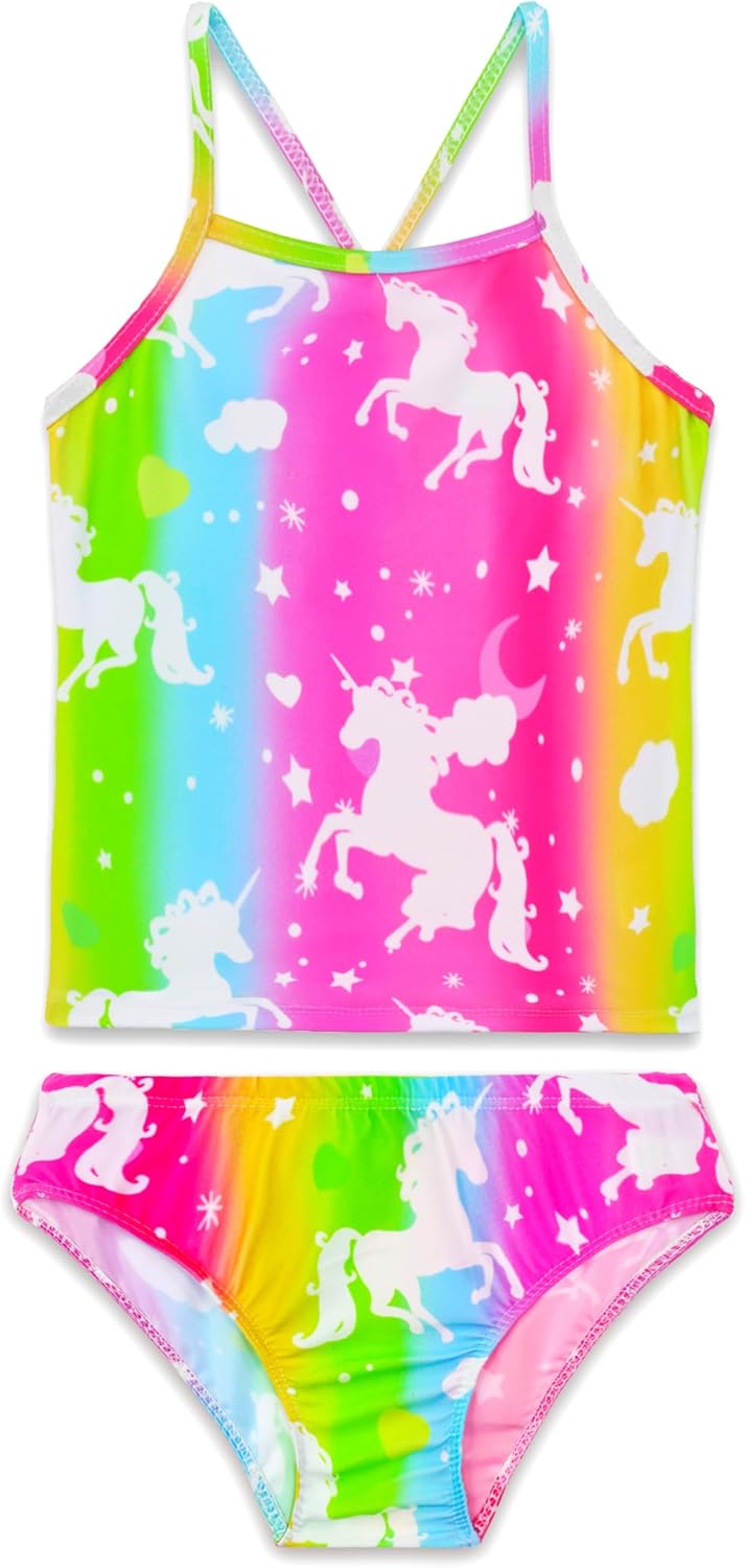 Bathing Suit for Girls 2 Piece Sleeveless Swimsuit Camisole Swimwear with Briefs UPF 50+ Sun Protection