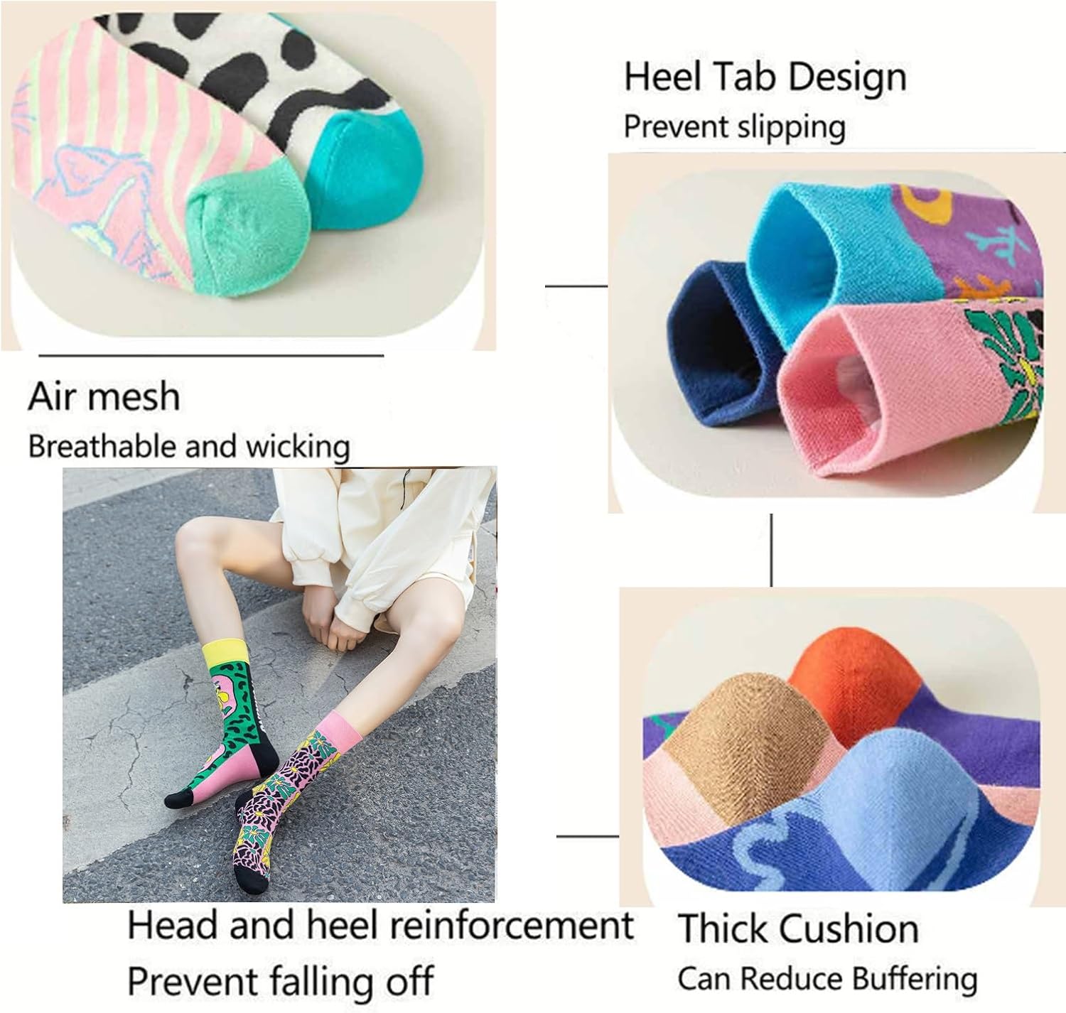 Repaly Womens Aesthetic Socks, Cute Cozy Crew Socks, Casual Athletic Hiking Socks(Green,20 pairs)