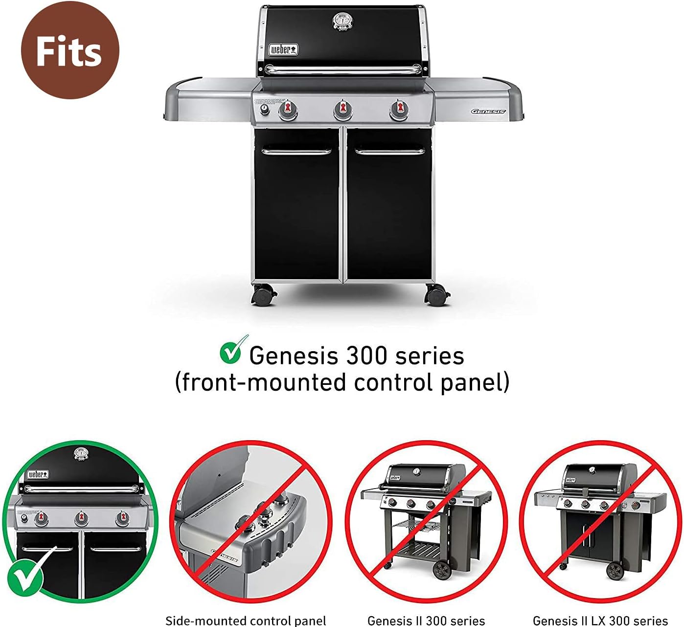 QuliMetal 65505 Heat Deflectors for Weber Genesis 300 Series Grills (Front-Mounted Control), Genesis E/S-310, E/S-330 (2011-2016), 2-Pack Porcelain Steel Heat Plates for Weber 7622 62756