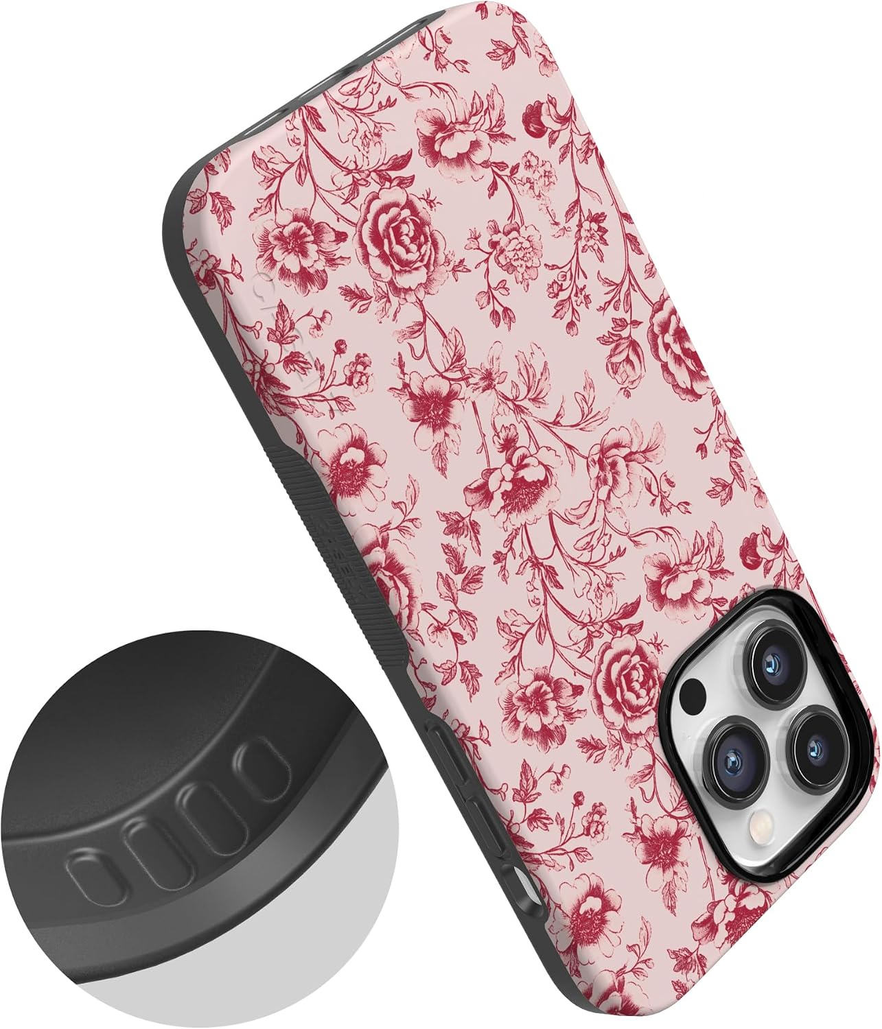 Casely iPhone 14 Pro Max Case | Vintage Belle | Floral Toile | Bold Protective Design | MagSafe Compatible Design
