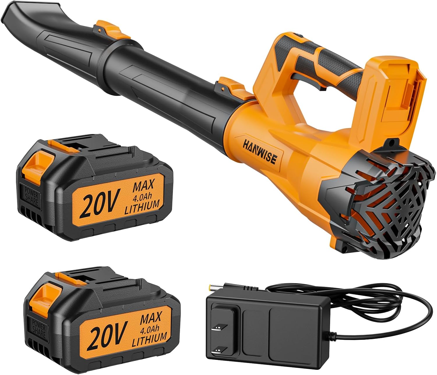 600W Leaf Blower with 2 Rechargeable 4.0Ah Batteries, 257 MPH 6 Adjustable speeds, Upgraded Flat Nozzle, 32000RPM air Outlet, Suitable for Various scenarios,Your Best Helper for Yard Cleaning