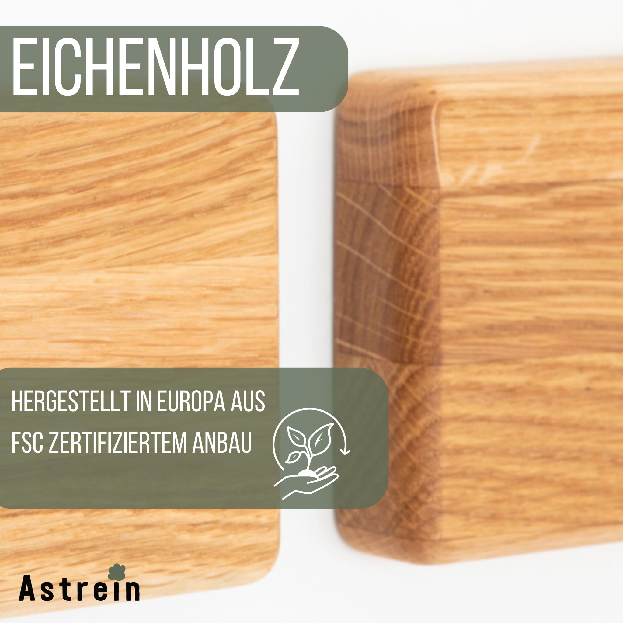 ASTREIN® | Magnetischer Schlüsselhalter | Wandhalterung aus Holz | Schlüsselbrett Magnetisch | Einzugsgeschenk | Selbstklebend (4er Set | Eiche)