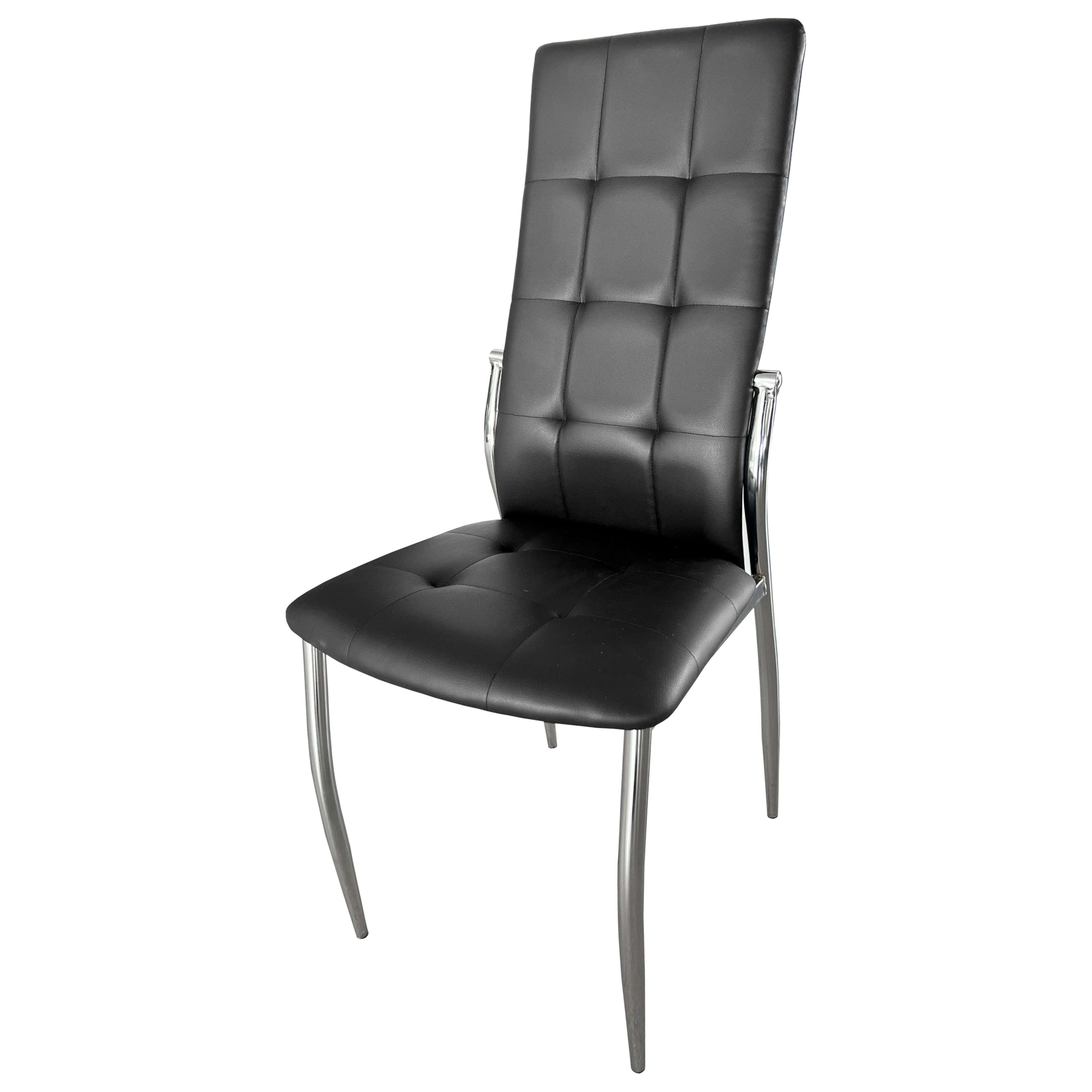 Miroytengo Pack de 4 Sillas de Comedor Salón Laci, Polipiel Cromadas Negro 45x101x51 cm