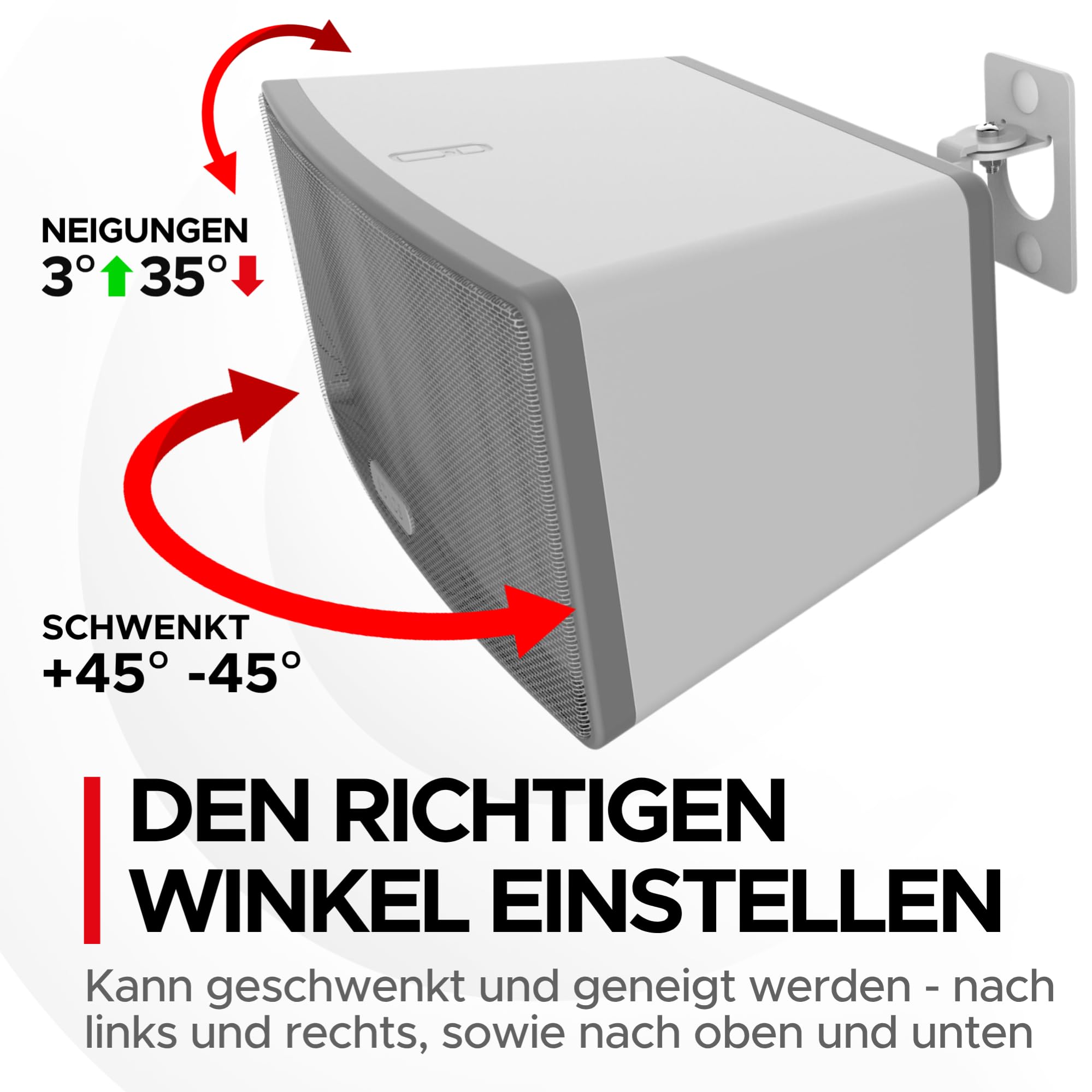 Sound bass Play 3 Wandhalterung, Verstellbarer Dreh- und Neigungsmechanismus, Einzelhalterung mit Befestigungsmaterial, Weiß, kompatibel mit Sonos Play: 3 Lautsprecher In Großbritannien entwickelt