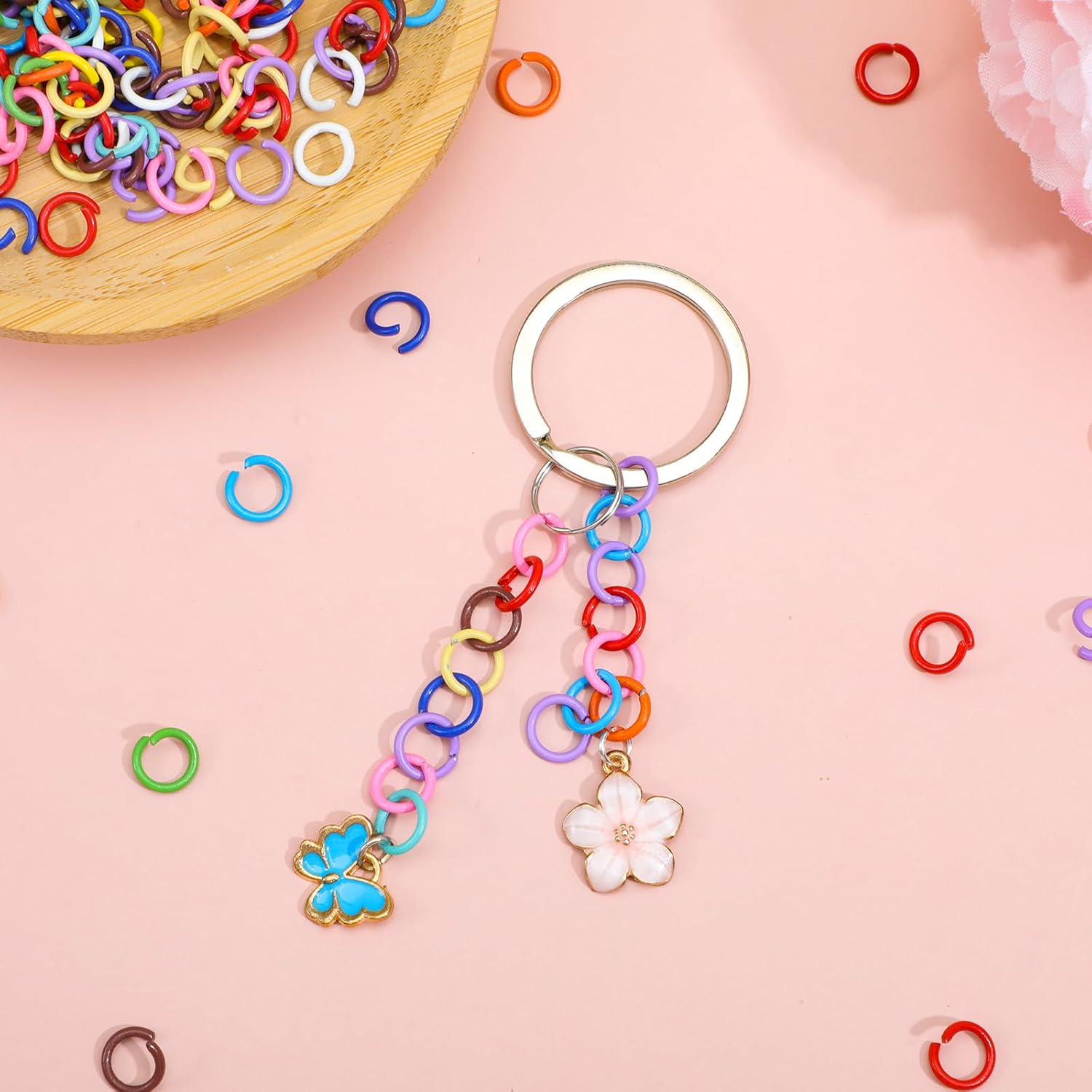 200 Pcs Colored Jump Rings for Keychains, 8mm Iron Open O Rings for Jewelry Making, Small Closed Jump Ring for DIY Keychain, Necklace, Bracelet, Earring, Pendant Crafting - Image 7