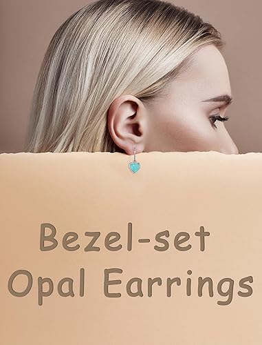 Miniatura 3 de Vesitim Solitaire WhiteBluePinkGreen Opal Dangle Earrings 925 Sterling Silver Heart-Shaped Opal Jewelry for Women Gift