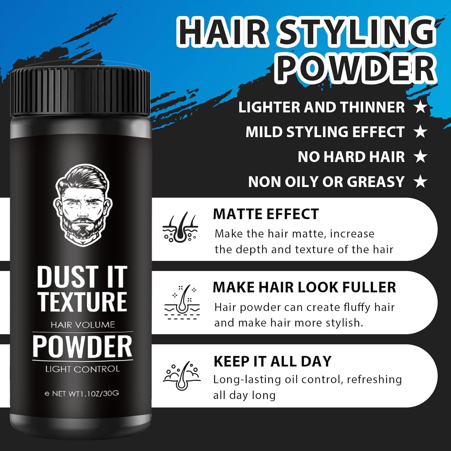 30g Polvos Texturizantes Mate,Polvos para el Pelo,polvo para Dar Volumen al Cabello,Consigue un Cabello con Más Cuerpo y Espesor,sin residuos,para uso diario — view 2