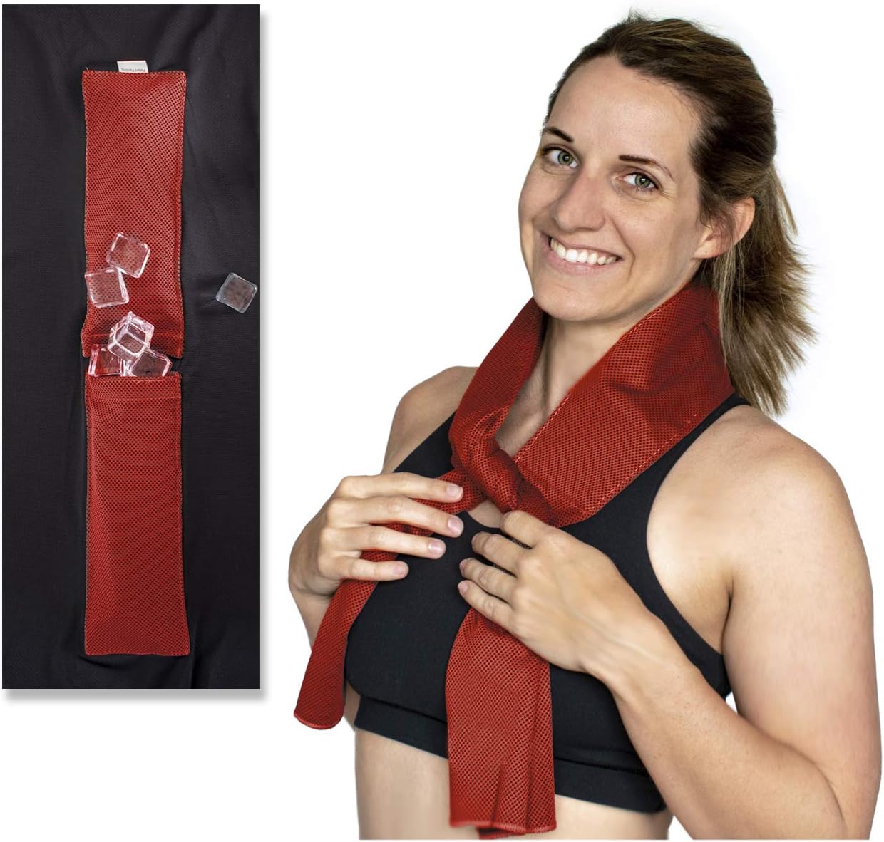 Bare Neckd Ice Cooling Towels with Insulated Ice Pockets