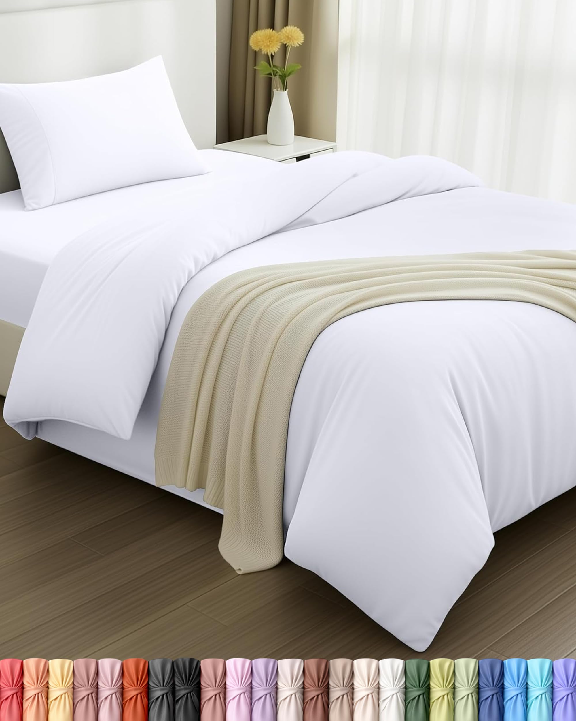 Utopia Bedding 3 Piece Single Bedding Set - Duvet Cover, Fitted Sheet with Pillow case - Soft Brushed Microfiber (White)